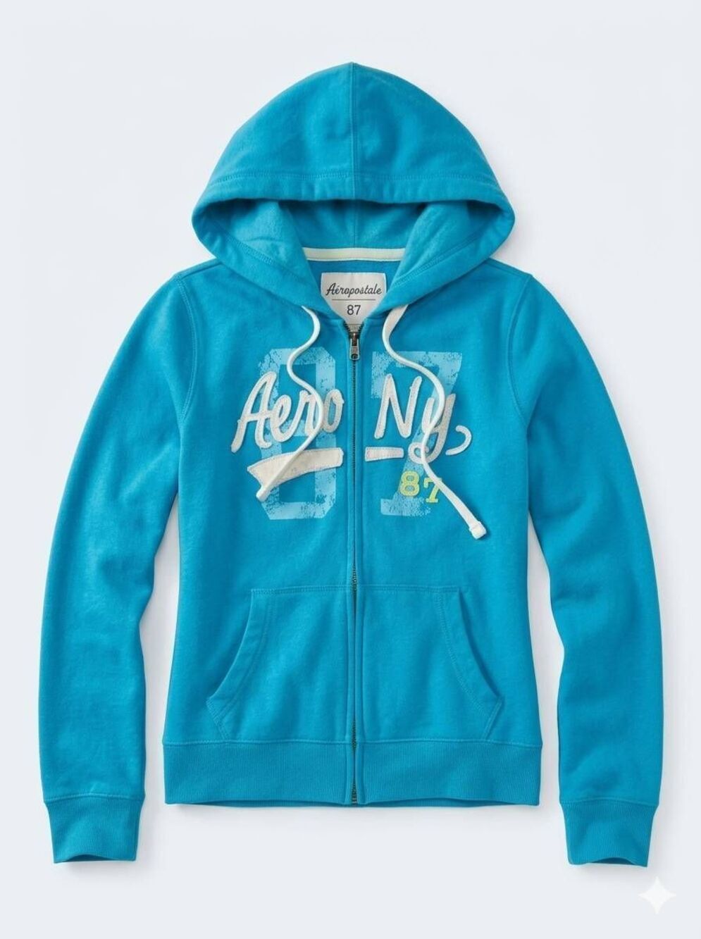 🔹️Aeropostale Turquoise Zippered Front Hoodie Sweatshirt XLarge